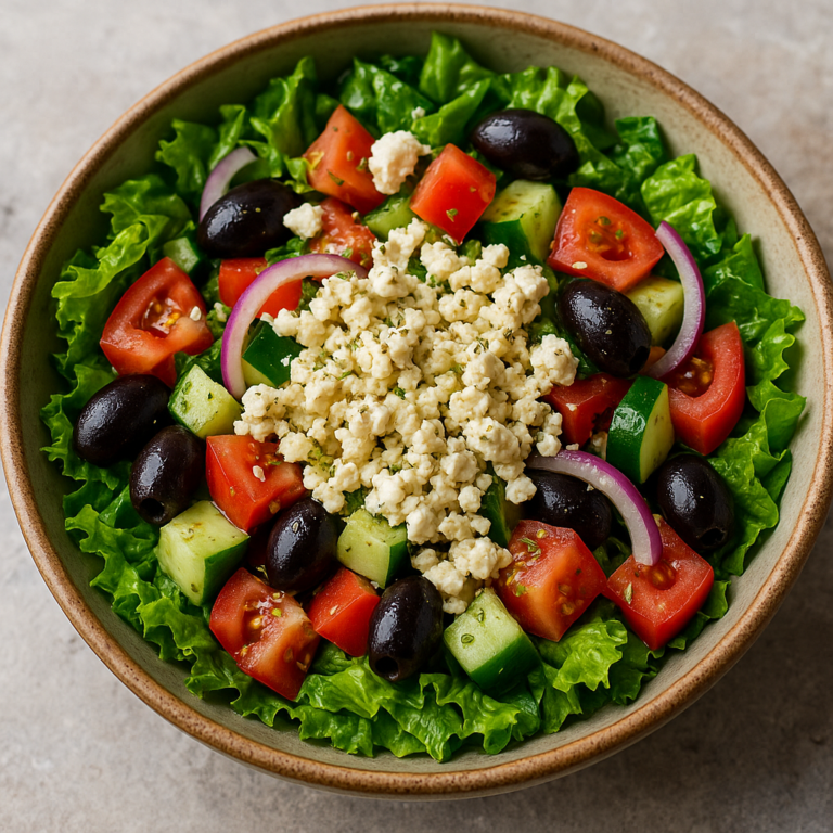 Salada Grega Vegana: leve, refrescante e cheia de sabor mediterrâneo