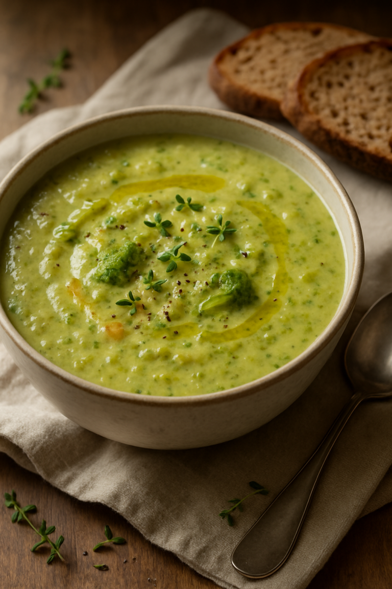 Sopa Cremosa de Brócolis com Castanha de Caju e Missô