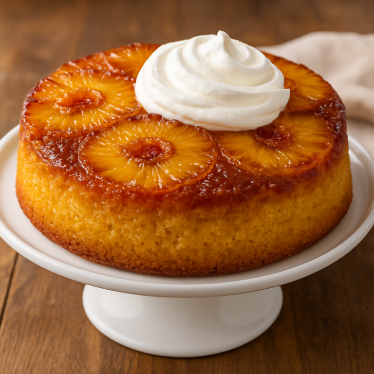 Bolo de Abacaxi Caramelizado com Chantilly