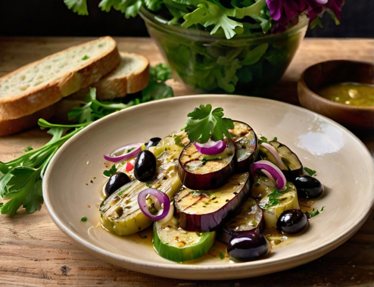 Salada de Berinjela Refrescante com Erva-Doce e Azeitonas