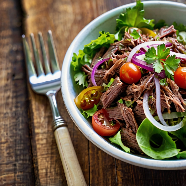 Salada de Carne Desfiada Refrescante e Nutritiva