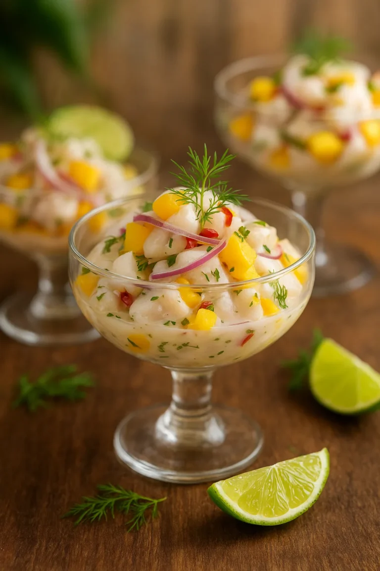Ceviche Tropical com Manga e Leite de Coco