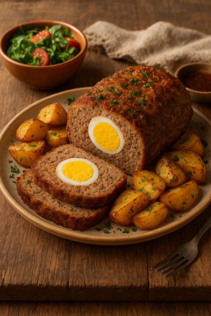 Bolo de Carne Alemão Recheado com Ovo
